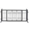 38"-71" Adjustable Wooden Pet Gate for Dogs, Indoor Freestanding Dog Fence for Doorways, Stairs, Gray