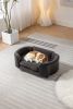 Scandinavian style Elevated Dog Bed Pet Sofa With Solid Wood legs and Black Bent Wood Back, Cashmere Cushion,Small Size