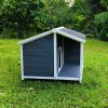 Large Outdoor Wooden Dog House;  Waterproof Dog Cage;  Windproof and Warm Dog Kennel with Porch Deck