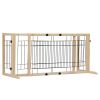 Wood Freestanding Pet Gate, 38"-71" Length Adjustable Dog Gate, Safety Fence for Stairs Doorways, Natural