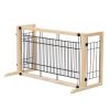 Wood Freestanding Pet Gate, 38"-71" Length Adjustable Dog Gate, Safety Fence for Stairs Doorways, Natural