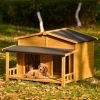 GO 47.2" Large Wooden Dog House Outdoor, Outdoor & Indoor Dog Crate, Cabin Style, With Porch, 2 Doors