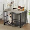 Furniture dog crate sliding iron door dog crate with mat. (Grey,43.7''W x 30''D x 33.7''H)