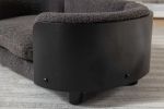 Scandinavian style Elevated Dog Bed Pet Sofa With Solid Wood legs and Black Bent Wood Back, Cashmere Cushion,Small Size