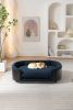 Scandinavian style Elevated Dog Bed Pet Sofa With Solid Wood legs and Black Bent Wood Back, Cashmere Cushion,Large Size