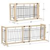 Wood Freestanding Pet Gate, 38"-71" Length Adjustable Dog Gate, Safety Fence for Stairs Doorways, Natural