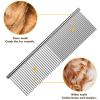 19*3CM Pet Dematting Comb-Stainless Steel Pet Grooming Comb for Dogs and Cats Gently Removes Loose Undercoat Mats Tangles and Knots