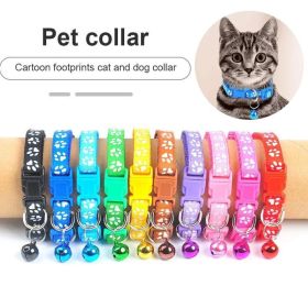 New Cute Bell Collar For Cats Dog Collar Teddy Bomei Dog Cartoon Funny Footprint Collars Leads Cat Accessories Animal Goods (Metal Color: Rose Red, size: 1 Piece)