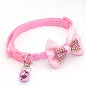 Bowknot Cat Collars; Pet Collar With Bell & Buckle; Cute Pet Supplies For Decoration (Color: Pink, size: M)