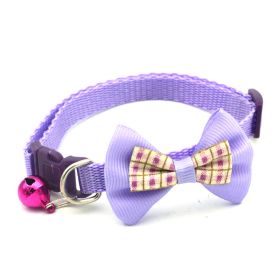 Bowknot Cat Collars; Pet Collar With Bell & Buckle; Cute Pet Supplies For Decoration (Color: Purple, size: M)