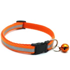 Pet Collar For Dog & Cat; Reflective Cat Collar With Bell; Dog Collar With Cartoon Cat Head (Color: Reflective Orange)