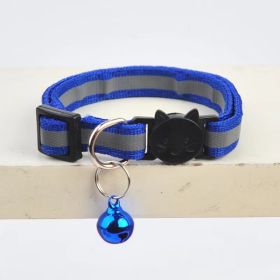 Pet Collar For Dog & Cat; Reflective Cat Collar With Bell; Dog Collar With Cartoon Cat Head (Color: Reflective Dark Blue)