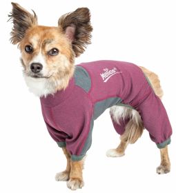 Dog Helios 'Rufflex' Mediumweight 4-Way-Stretch Breathable Full Bodied Performance Dog Warmup Track Suit (Color: Pink, size: medium)