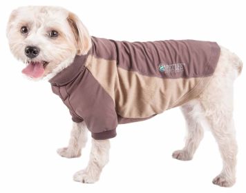 Pet Life Active 'Barko Pawlo' Relax-Stretch Wick-Proof Performance Dog Polo T-Shirt (Color: Brown, size: medium)