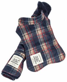 Touchdog 2-In-1 Tartan Plaided Dog Jacket With Matching Reversible Dog Mat (Color: Navy, size: X-Large)