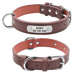 PU Leather Dog Collar Durable Padded Personalized Pet ID Collars Customized for Small Medium Large Dogs Cat Red Black Brown (Color: Brown, size: XL)