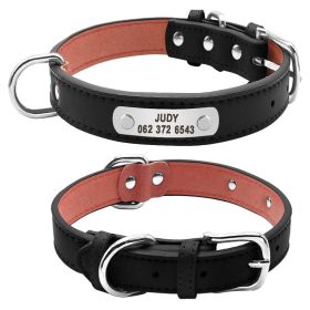 PU Leather Dog Collar Durable Padded Personalized Pet ID Collars Customized for Small Medium Large Dogs Cat Red Black Brown (Color: Black, size: L)