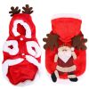 Pet Christmas Clothes Santa Claus Reindeer Antlers Costume Winter Outfit New Year Coat